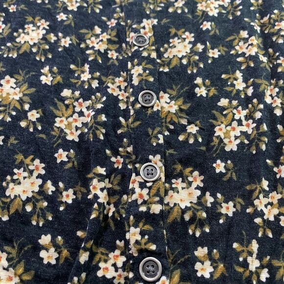 AMERICAN EAGLE Soft Sexy Slub Button Front Floral Scoop Neck Womens XS Black - Picture 4 of 11